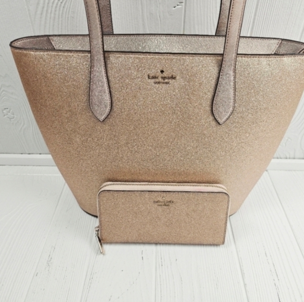 Kate Spade Glitter Shimmer Tote Purse with Wallet